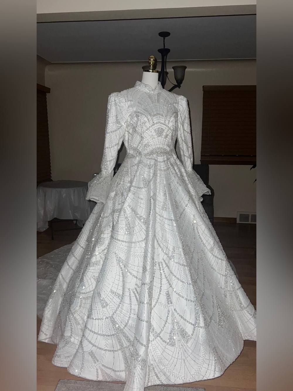 MODEST Sparkling White Beaded Ball Gown